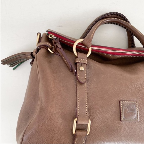 Dooney & Bourke Brown Florentine Large Satchel Slouchy Zip Top Handbag Purse - Picture 3 of 7